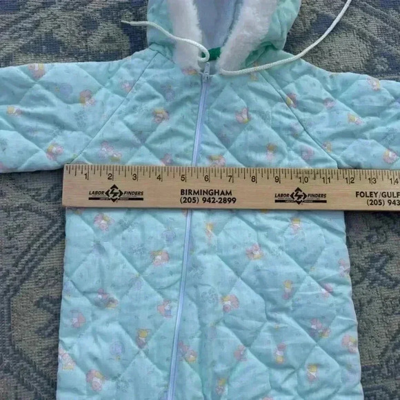Vintage Baby‎ Quilted Snowsuit w/ Hood Pastel Blue squirrel Warm Cozy - Picture 10 of 15